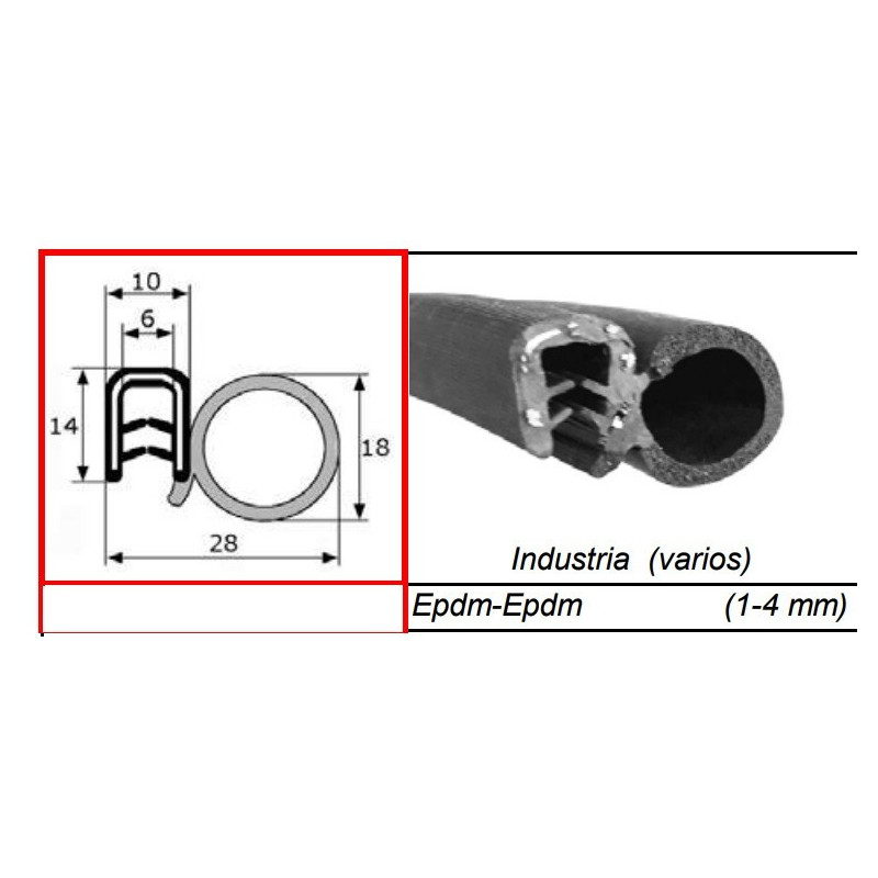 JUNTA GOMA TECHO ELEVABLE ( venta por metros) GE-113